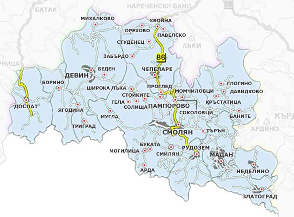 Карта област Смолян